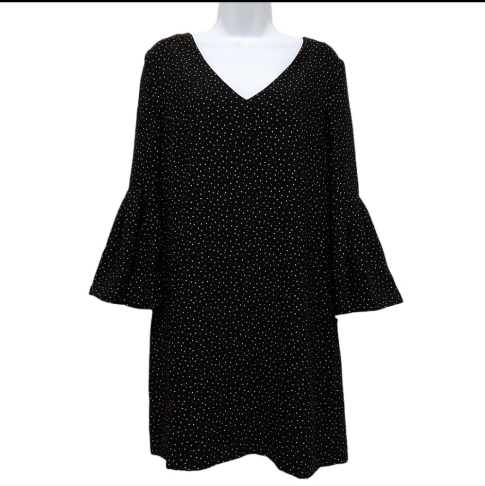 H&M Boho Polka Dot Dress With Bell Sleeves Size 10